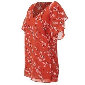 CAbi Cherry Blossom Orange Floral
Short Sleeve Blouse Size: XS